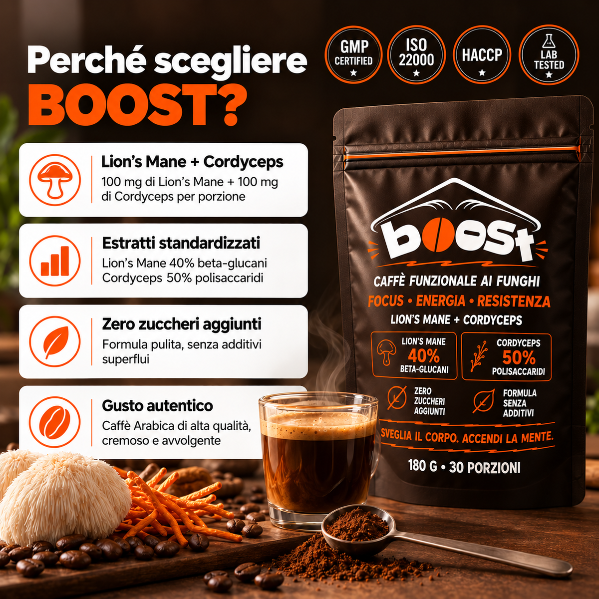 Boost — Caffè con Lion's Mane e Cordyceps