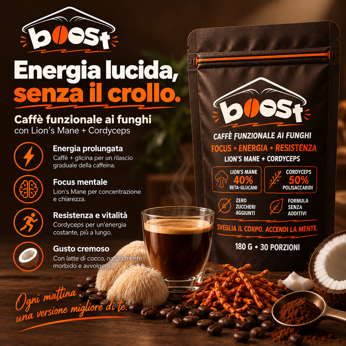 Boost — Caffè con Lion's Mane e Cordyceps